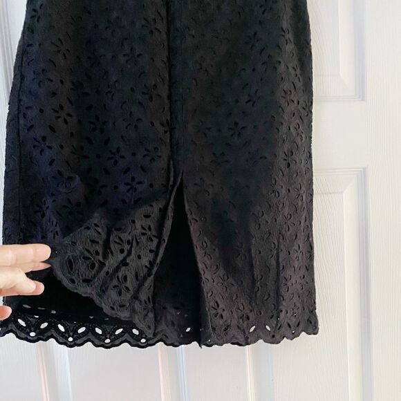 Talbots Petites Black Lined Scalloped A-Line Skirt Size 6 - Picture 2 of 6